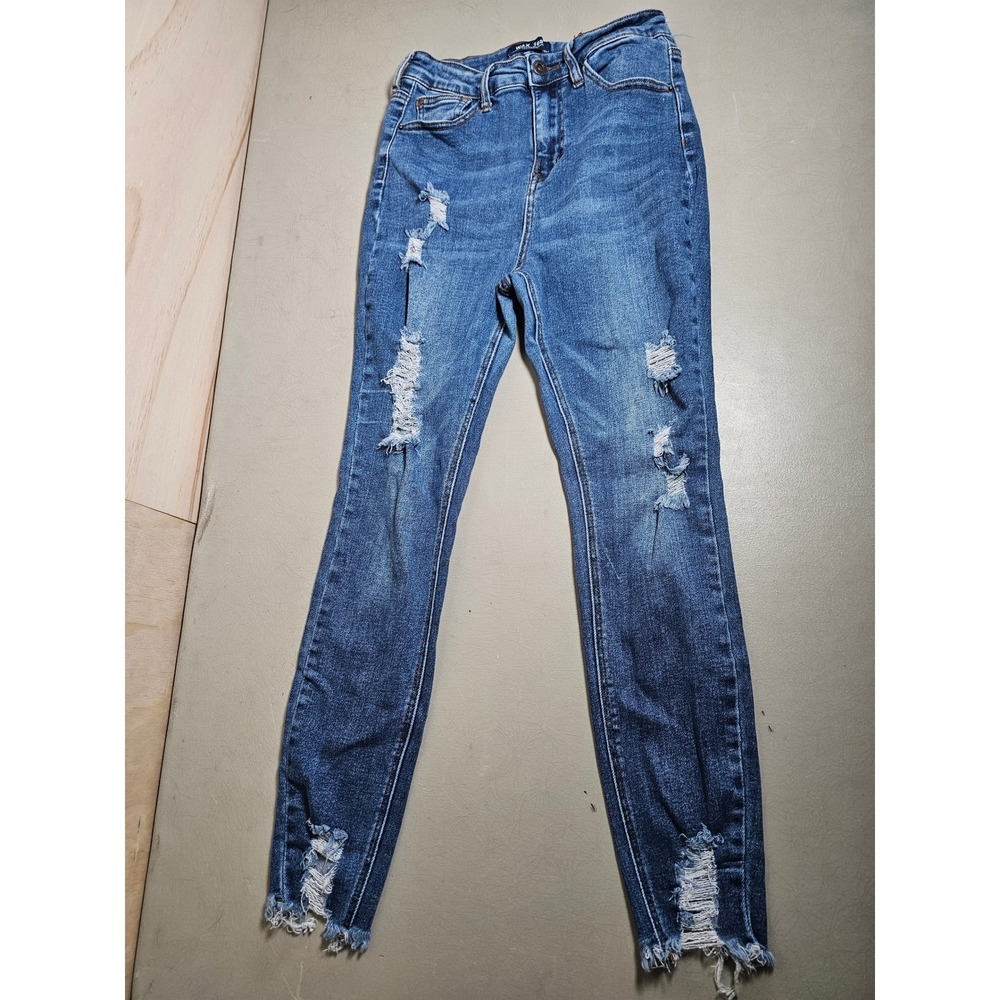 Wax Jean Los Angeles Distressed Skinny Jeans Blue Size 7/28 Distressed